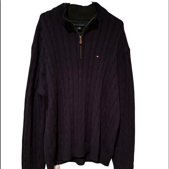 Tommy Hilfiger Navy Cable Knit Sweater - Picture 1 of 15